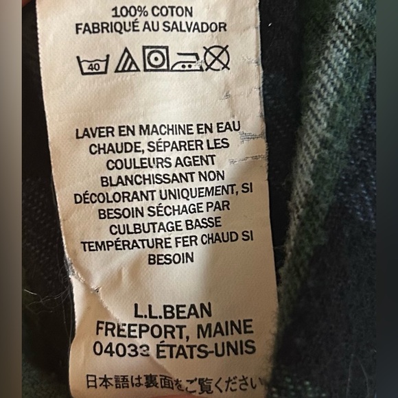 L.L. Bean Men’s Green & Blue Flannel Button Up Shirt - Size L 100% Cotton - Picture 7 of 7